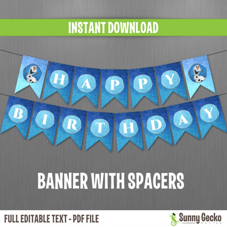 Frozen Happy Birthday Banner with Spacers